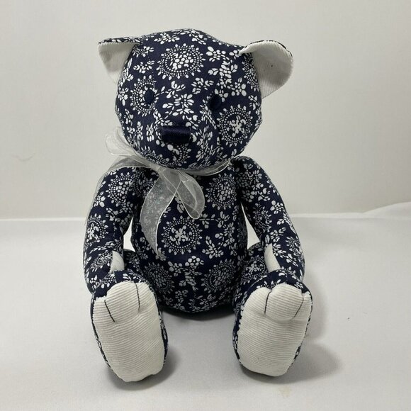 Gund Florence Bear Plush Flower Shelf Tabletop Desk Sitter Display Blue White - Picture 1 of 10